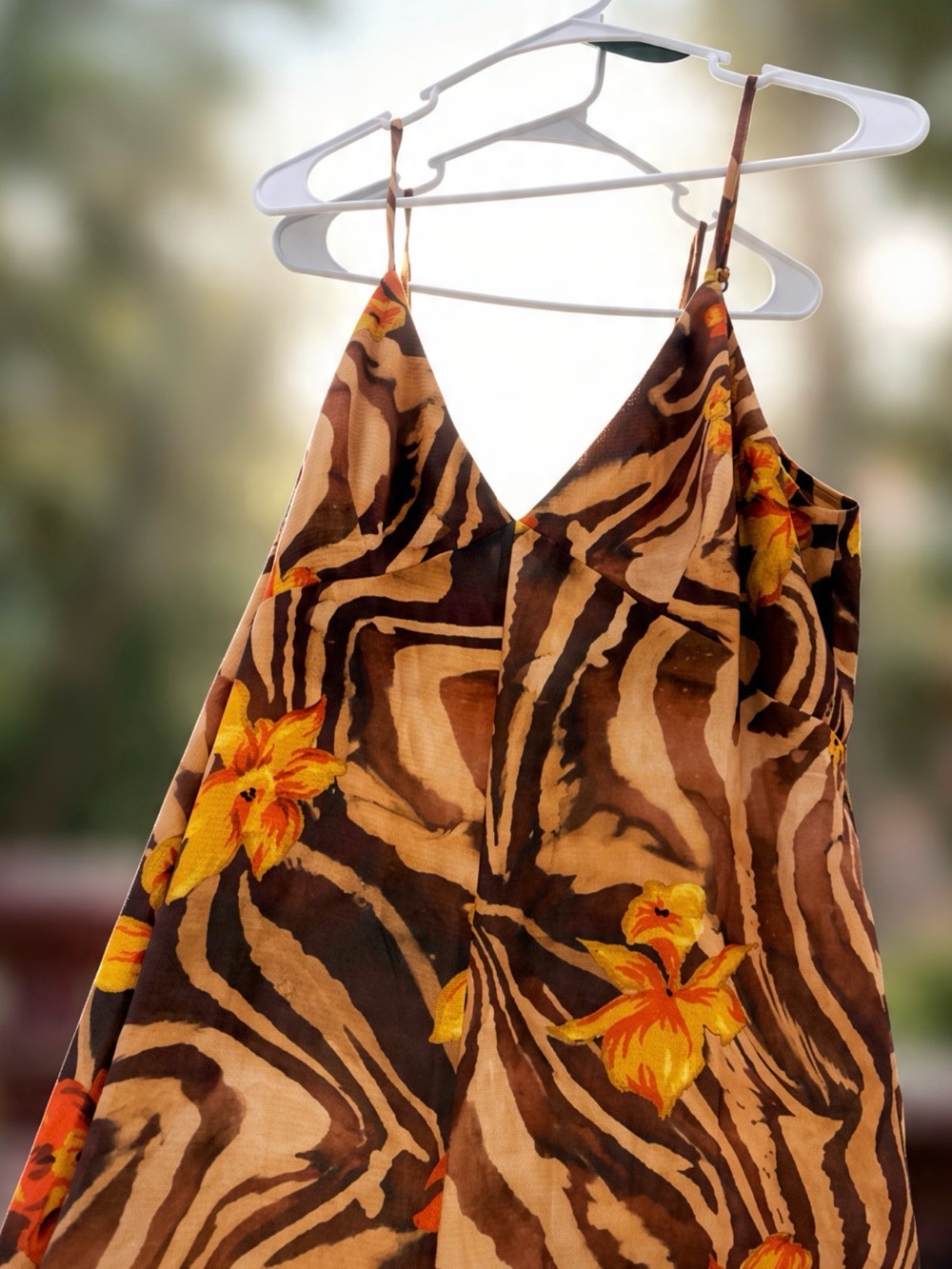 NWOT ASOS Brown Zebra-Print Floral camo wide leg jumpsuit